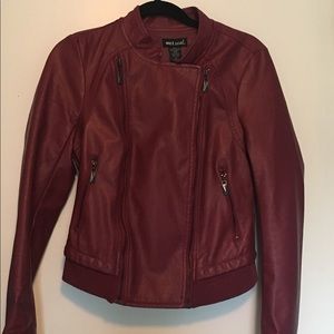 Red faux leather jacket